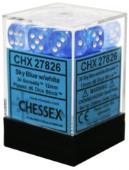 CHX 27826 Borealis Sky Blue w/White 12mm d6 (36)